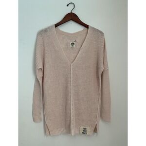 Free People We The Free Heirloom Collection Sweater 100% Linen Petal Powder Pink